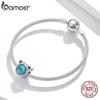 BAMOER Cute Cat Gem Bead 925 Sterling Silver Prívesok so vzorom kryštálovej hviezdy pre originálny náramok na náramok pre domácich majstrov