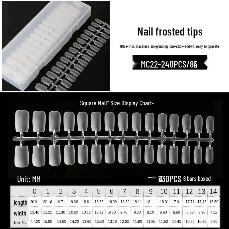 Ultra-Thin Matte Nail Art: Seamless False Nail Tips, Full/Half Cover, 240-Piece Box.