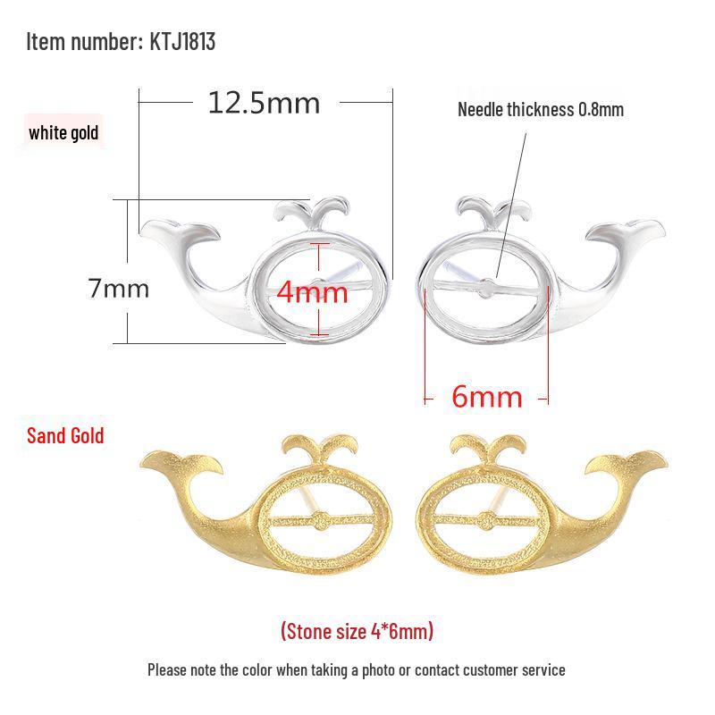 

925 Sterling Silver DIY Stud Earring Setting for Women - Goldfish, Dolphin, Reindeer Designs 925 Silver