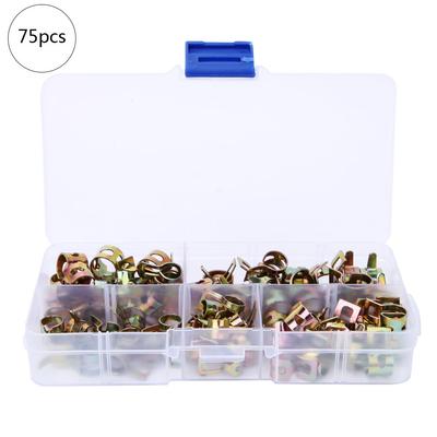 75PCS Hose Clamp 6mm7mm8mm9mm10mm Spring Hose Clips Pipe Fasteners Assortment Kit