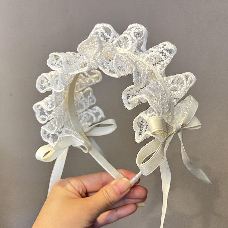Retro Lolita Pleated Lace Headband & Hair Clip - Cute Children's Hair Accessories