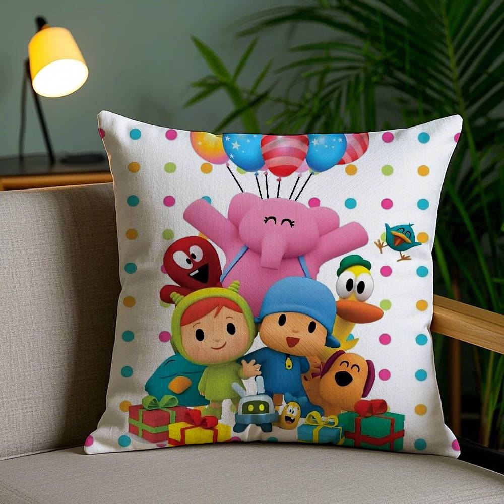 Cartoon Cute P-Pocoyo Pillow Case Sofa Short Plush Double-sided HD Printing Room Home Office Gift Cushion Cover
