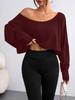2025 New European/American Off-the-Shoulder Loose Long Sleeve Crop Top