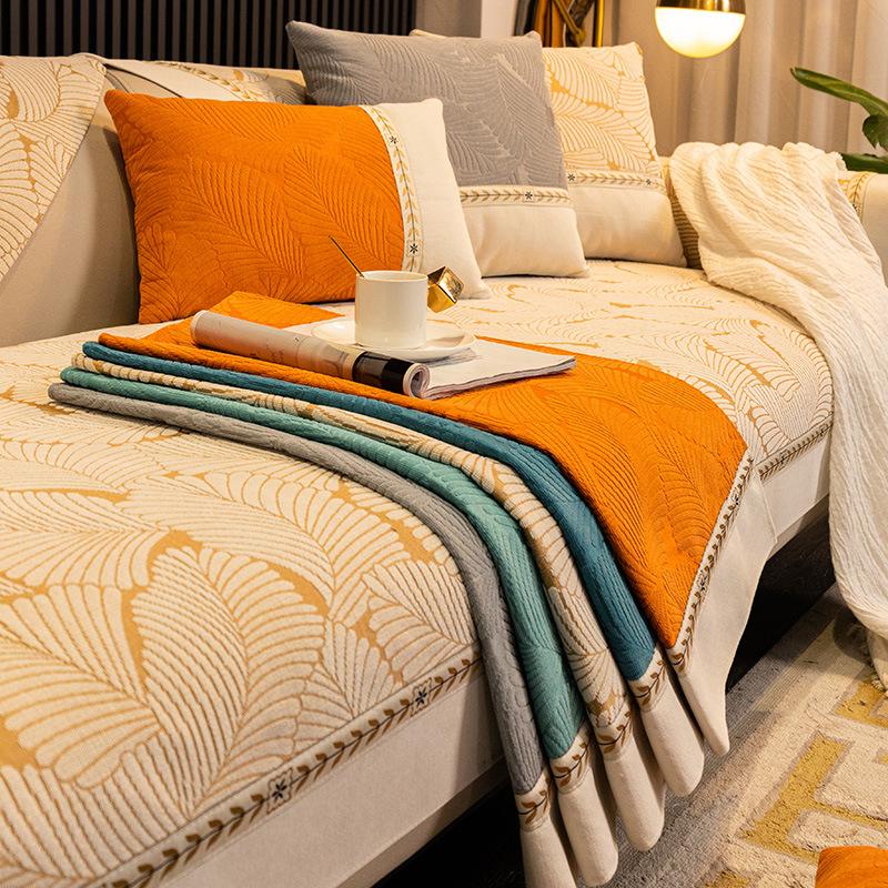 Wysokiej klasy Uniwersalna Pokrowiec na Poduszkę Sofa Cztery Pory Roku Antypoślizgowy Skóra Prosty Drewno Lite Tkanina Letni Pokrowiec