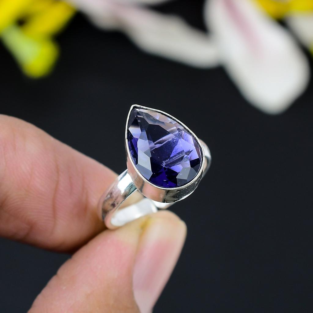 Amethyst Gemstone Handmade 925 Sterling Silver Jewelry Ring Size 10 KG-349