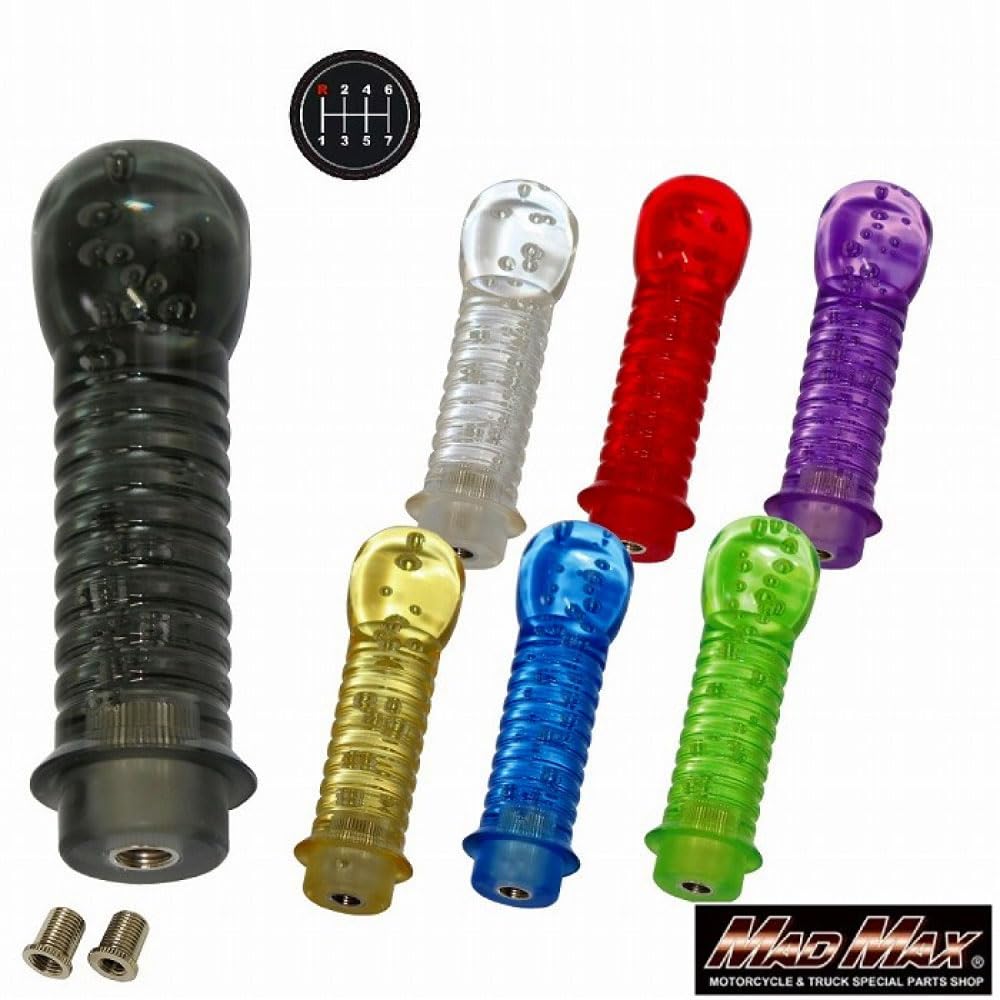 DENMA 150mm Foam Shift Knob with Conversion Adapter, Smoke, for Fuso Super Great, Hino Profia, Isuzu UD Kuon, and Quon