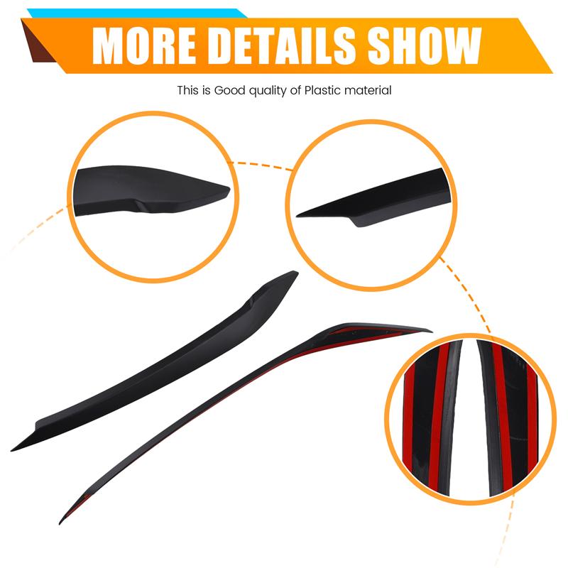 A03Z-Car Headlight Eyebrow Molding Trim Sticker For VW Polo - Lamp Eyelids Decorative Strips Lid Cover