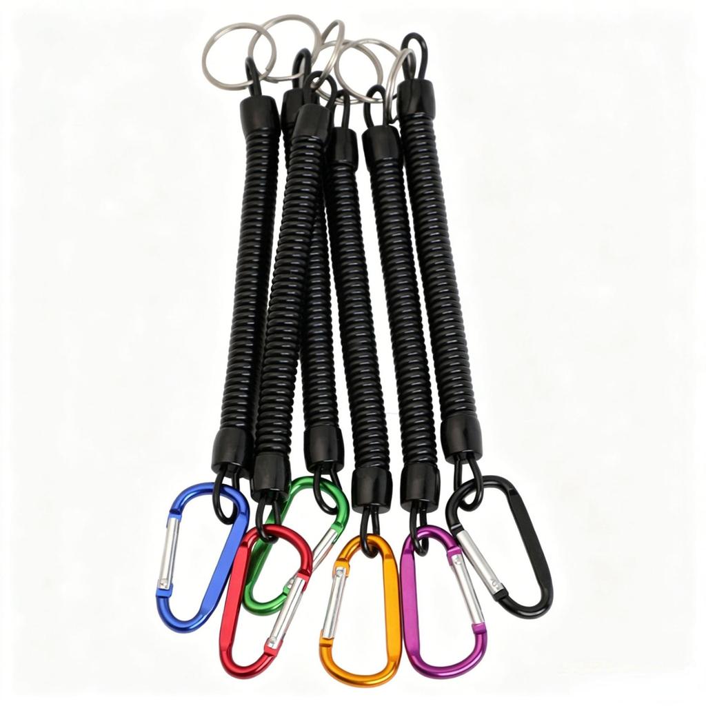 Anti-Lost Keychain & Fishing Lanyard: Outdoor Spring Cord with Carabiner