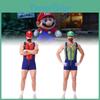 Einzigartiges Mario Cosplay Kostümset mit Hut, Handschuhen, Schnurrbart und Hosenträgern für Erwachsene
