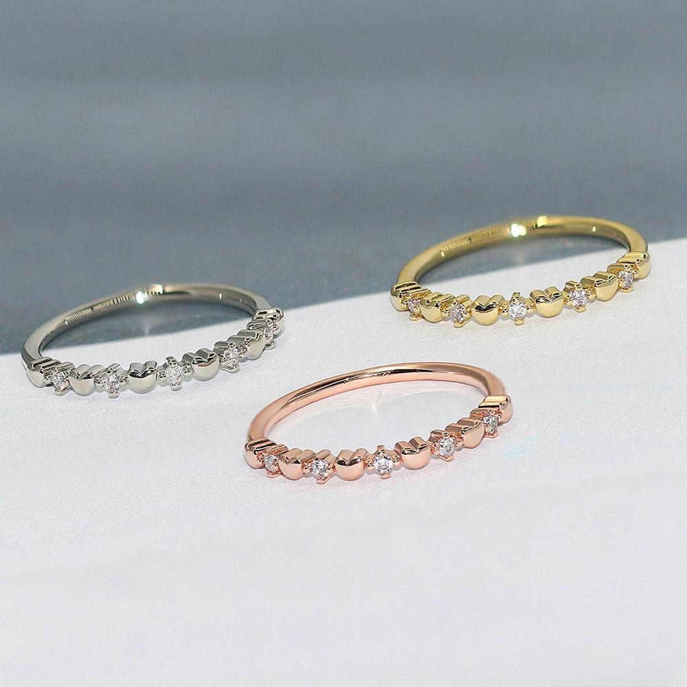 ZHOUYANG Dainty Ring For Women Delicate Thin Love Cute Light Yellow Gold Color CZ Midi Ring Fashion Jewelry Gift For Girls R901