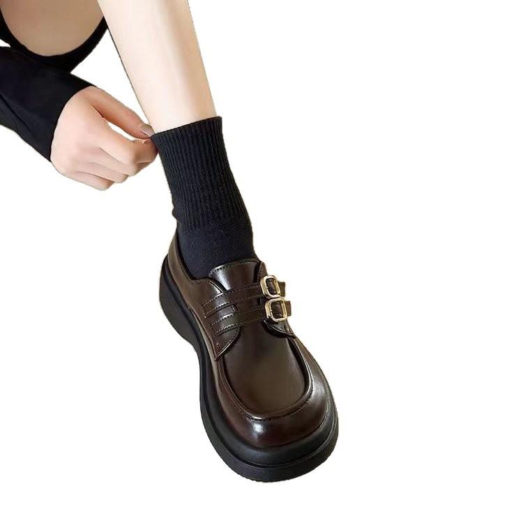 Height-increasing British style small leather shoes autumn new platform single shoes student Mary Jane shoes