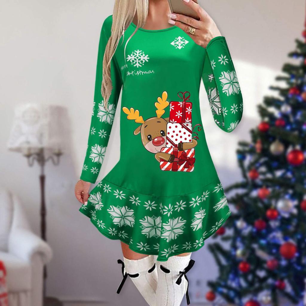 Women's Christmas Printed Dress Base Shirt