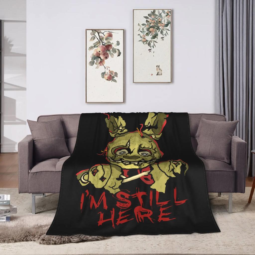 Freddys Springtrap Fleecedecke Winter Warm Atmungsaktiv Überwurf für Zuhause Schlafzimmer Bettüberwurf FNAF Spiel Fan Geschenk