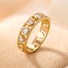 1PC Exquisite and Light Luxury Style Heart-shaped Full-diamond Women's Wide Ring, Inlaid with Sparkling Heart-shaped Synthetic Zircon, with Hollow