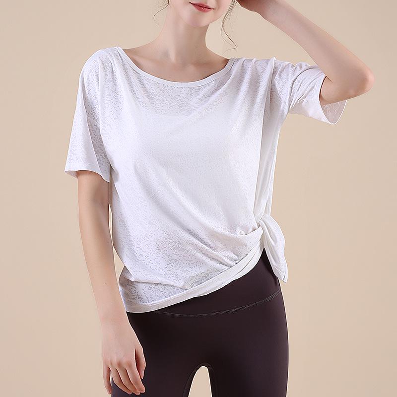 

Летний быстросохнущий женский топ для йоги свободного кроя с круглым вырезом и короткими рукавами, из сетки с цветочным принтом L/XL