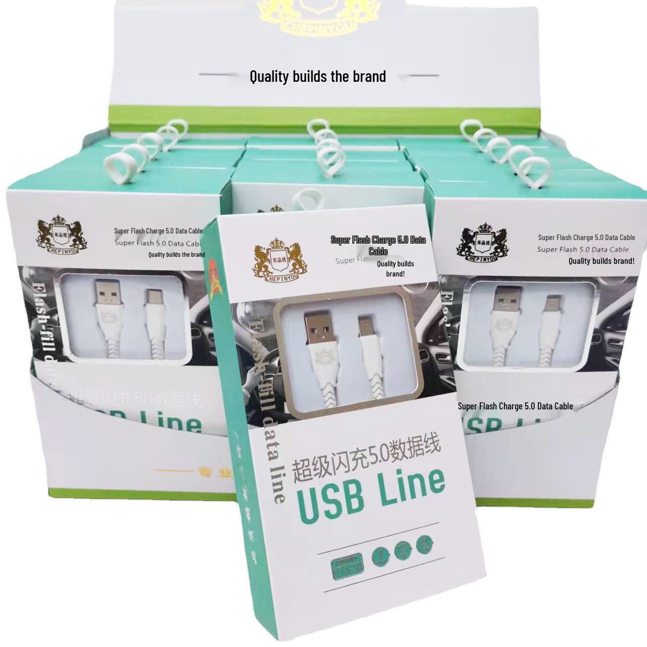 

Универсальное автомобильное зарядное устройство для телефона с быстрой зарядкой и кабелем для передачи данных для устройств Apple, Android, Huawei Apple