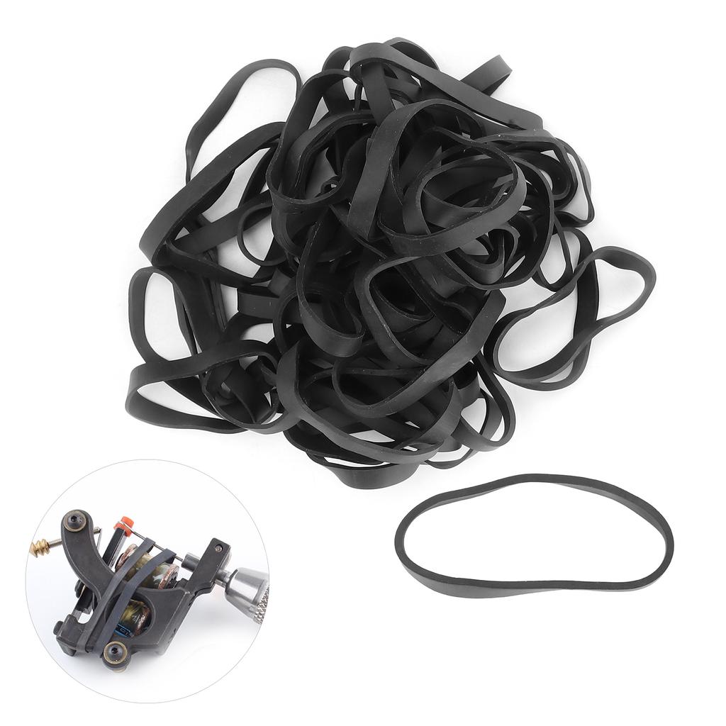 50 Pcs Tattoo Rubber Bands Black Soft Elastic Tattoo Machine Part for Tattoo Coil Machine Gun