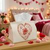 1pc Romantic Elegant Valentine'S Day Tissue Box - Rose Heart - Perfect for Holiday Parties & Home Decor, Measuring 17.02*25.91 Cm, Ideal for Valentine