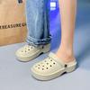 New ModelSolid Color Hole Shoes Women Wear Bag Head Slippers Step On Shit Feeling Thick Sole Non-Slip Beach Sandals Women