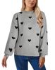 Heart Jacquard Round Neck Pullover Sweater for Women - Autumn/Winter Valentine's Day Style