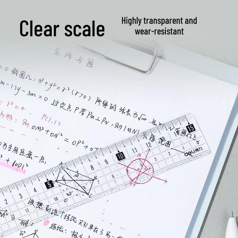 Deli Acrylic 15cm Transparent Ruler for Students and Children - High-Quality Measurement Tool