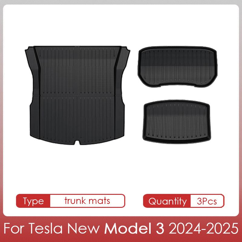 For Tesla Model 3 2024 Highland Floor Mats Cargo Liner Waterproof Anti-slip Trunk Mat TPE Pads Model 3 2025 Highland Accessories
