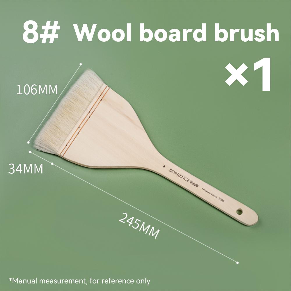Flat Hake Paint Brushes Wool Hair Artist Painting Brushes for Oil Acrylic Watercolor Paints Drawing Art Supplies Wood Handles