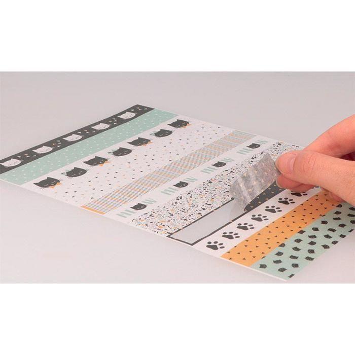 Autocollants masking tape - Artemio - Terrazzo Cat - 3 feuilles - Papier semi-transparent - Idéal scrapbooking