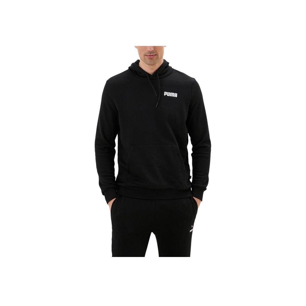 Puma Solid Color Letter Print Hooded Drawstring Pullover Long Sleeve Sweatshirt Men sweatshirt Black 84722901