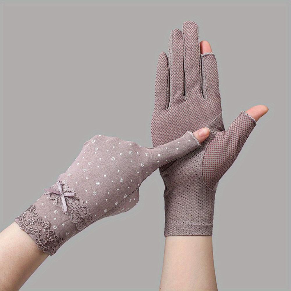 1Pair of Lightweight Lace Elastic Gloves for Summer Riding and Driving, Ideal for Running розовый
