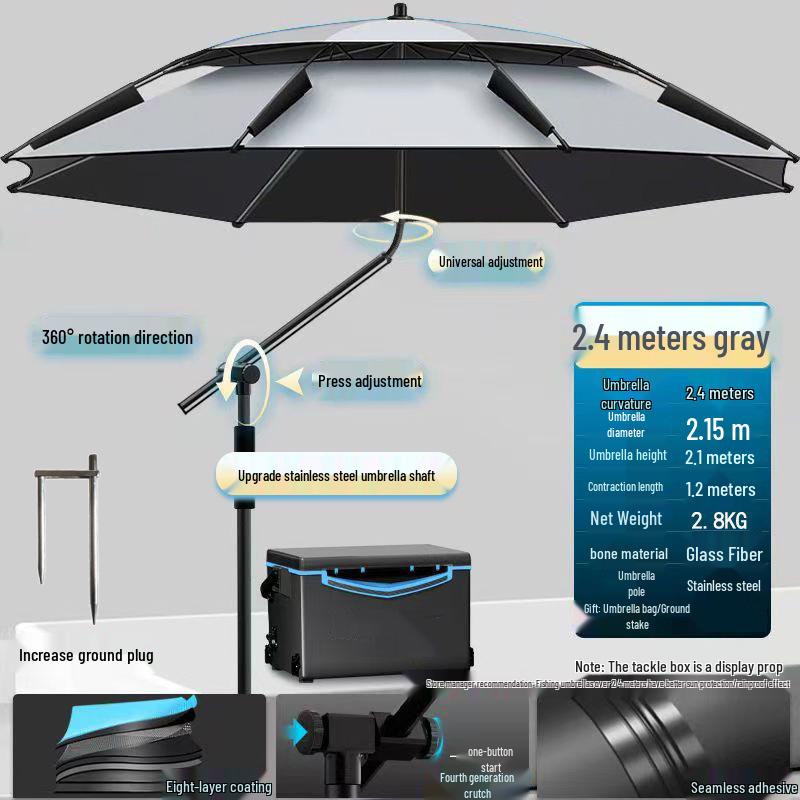Large Outdoor Fishing Umbrella: Rainproof, Sunshade, Folding, Thickened, UV Protection