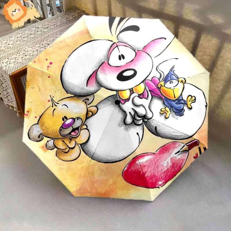 1 Stück Automatischer Faltregenschirm - Diddl Individuelles Namensmuster, Tragbares & Faltbares Design mit 8 Speichen, Weihnachts-Geburtstagsgeschenke