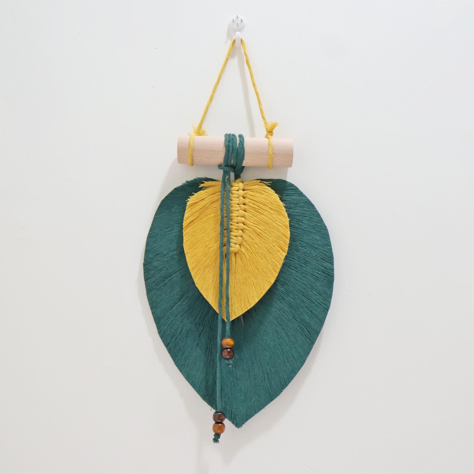 

Nordic Bohemian Style Handmade Cotton Rope Braided Colorful Leaves Wall Hanging Home Decoration