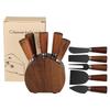 Stainless Steel & Acacia Wood Cheese Knife Set with Storage Base - 6-Piece
