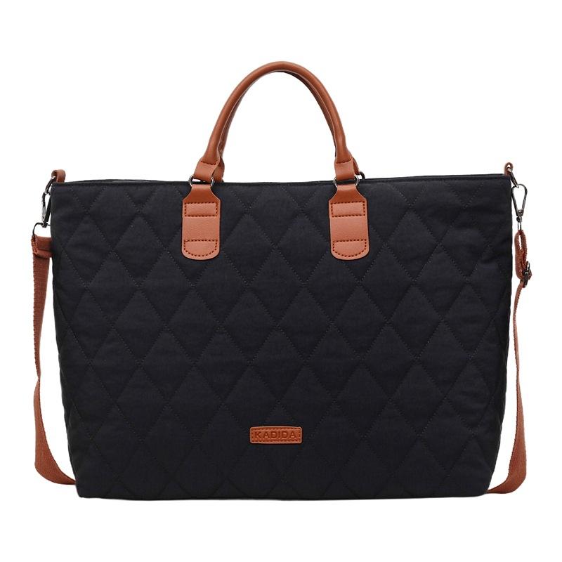 New Diamond Casual Cotton Bag Fashion Handbag Commuting Versatile Cotton Padded Shoulder Bag Large Capacity Messenger Bag Women