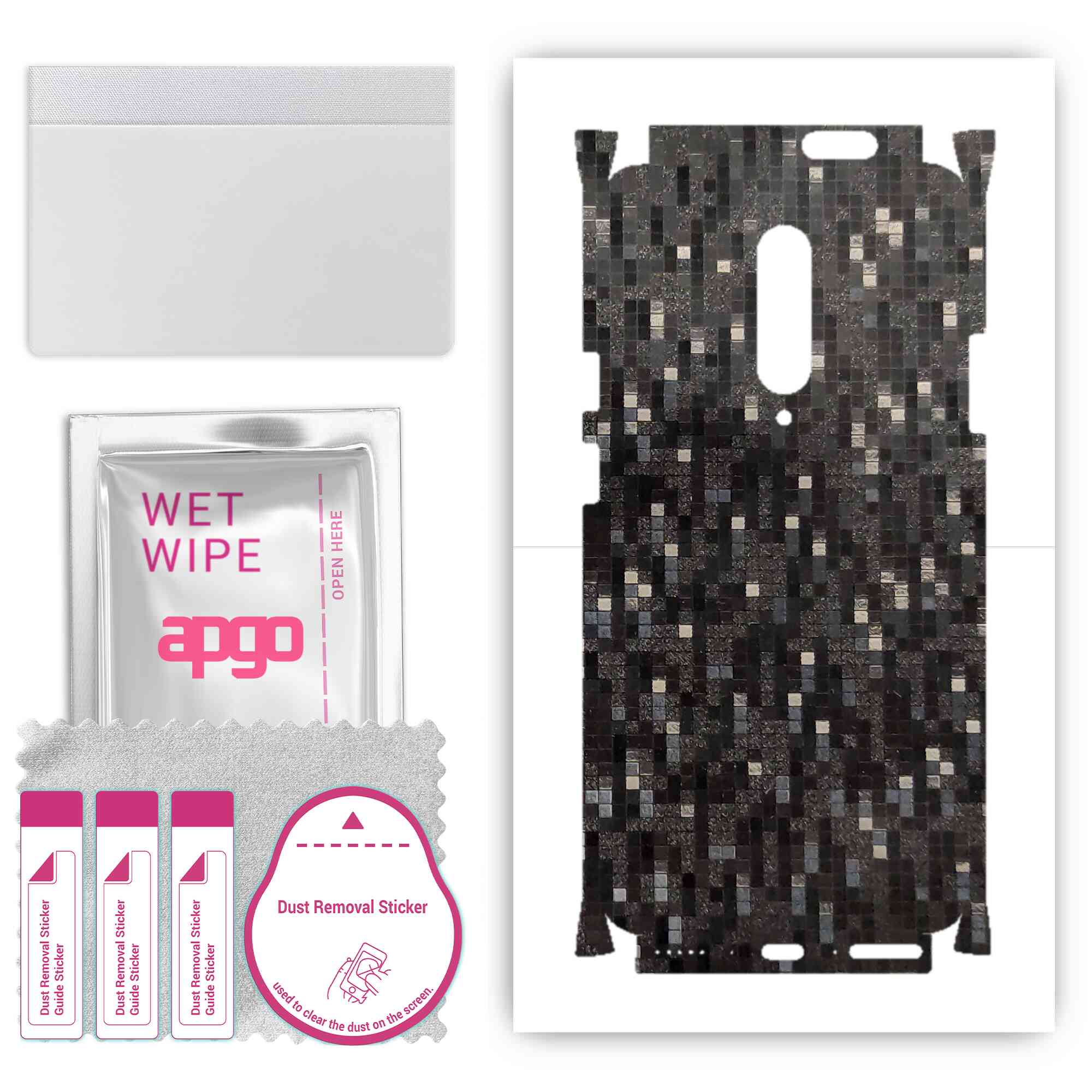 

Apgo Protective Skin Sticker for the back+sides compatible with OnePlus 7 Pro 5G, Full Wrap Film, Foil, Vinyl - Pattern Carbon Black Pixel