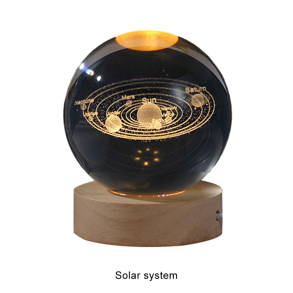 Astronomy-inspired LED Ball Night Light For Romantic Night Base Lamp Wood Night Lights Warm