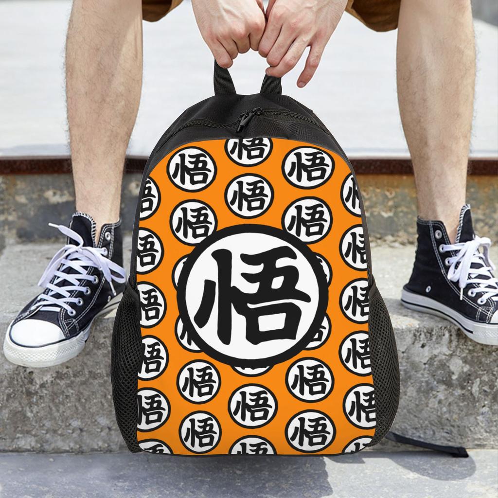Goku Kanji Rucksack für Herren Damen Mode Student Tagesrucksack Master Roshi Kame Sennin Dragon Ball Laptop Computer Canvas Taschen