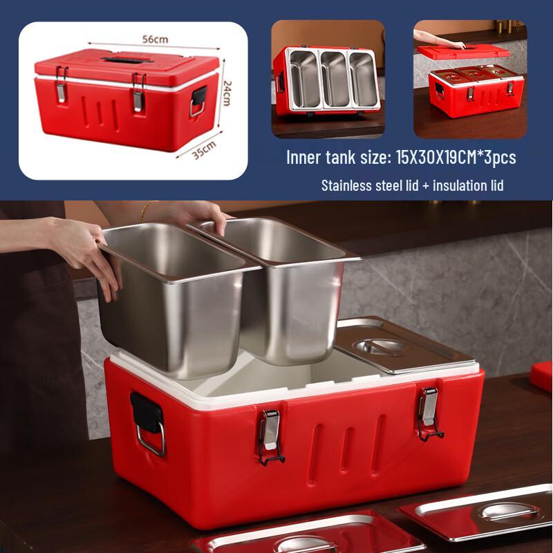 Kadijia Commercial 3-Compartment Insulated Stainless Steel Food Container