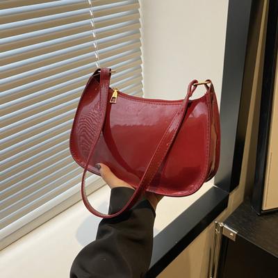 Women's Patent Leather Handbag Versatile Fashion Shoulder Casual Commuting Bags Girl Designer Zipper Handbag Korean