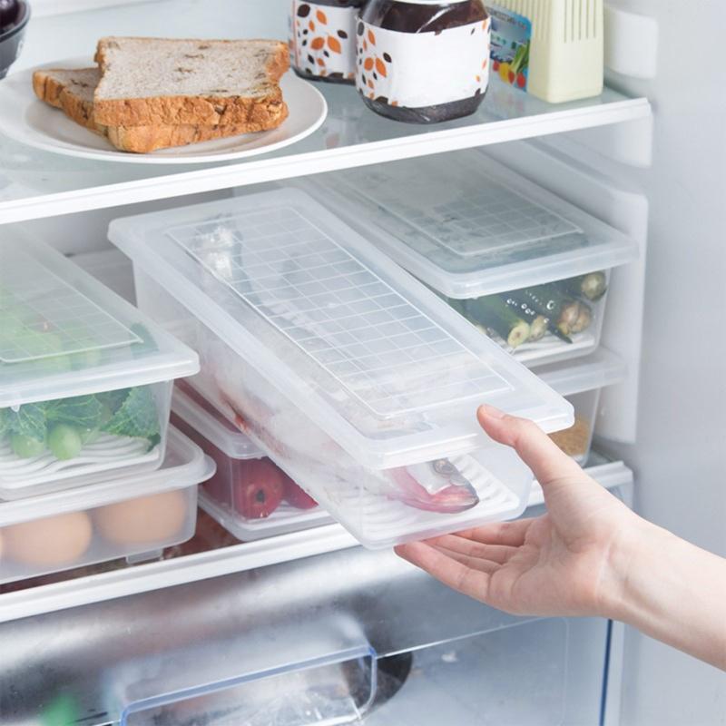 Stackable Fruit Storage Containers for Fridge Removable Drain Tray Containers with Drain Tray Keep  for Veggie