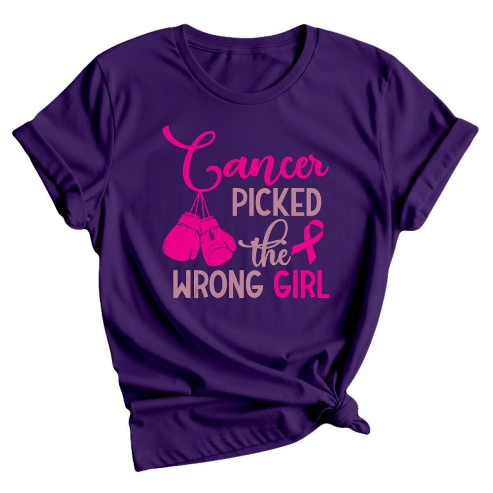 Breast Cancer Picked The Wrong Girl Awareness Fight Pink Ribbon Unisexs TShirt