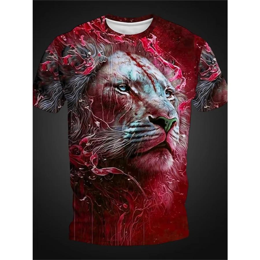 2024 Boutique Herr Vintage T-shirt Överdimensionerad 3D Tigertryck Kortärmad Topp Herrmode Rund Hals Sport Kortärmad 6XL
