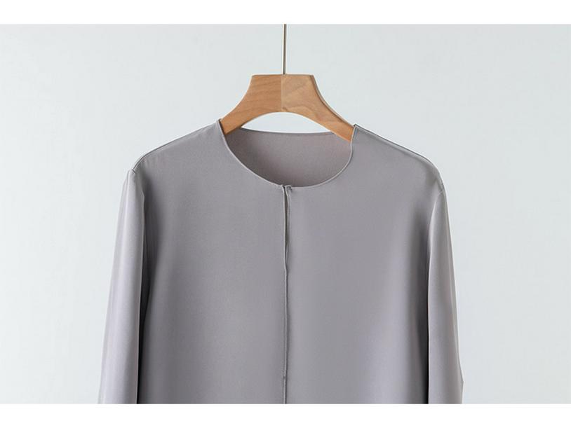 Women's Silk Long Sleeve Top - Mulberry Silk, Loose Fit, Round Neck, Spring & Autumn.