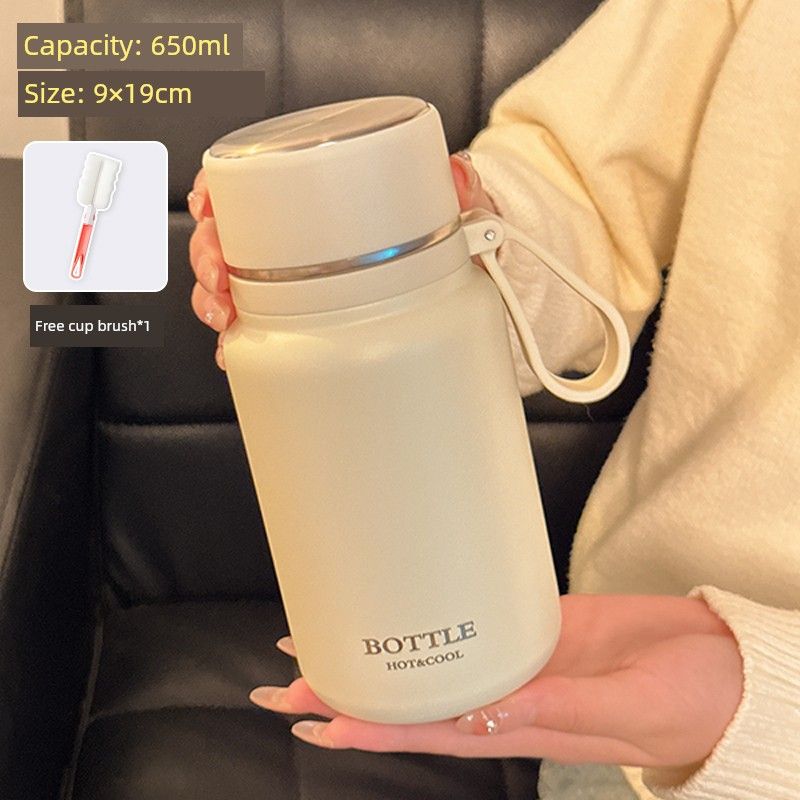 

Large Capacity Vacuum Cup Water Cup Female New Arrival Good-looking Student School Dedicated Cup For Home Office Portable Male White 650ml [with Tea Separator/Drink Cup Lid]