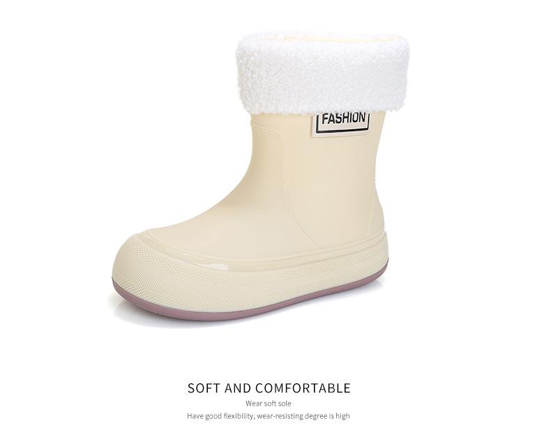 [One piece] water shoes women's medium tube outer wear short rain shoes fashion rain boots thermal rubber shoes water shoes