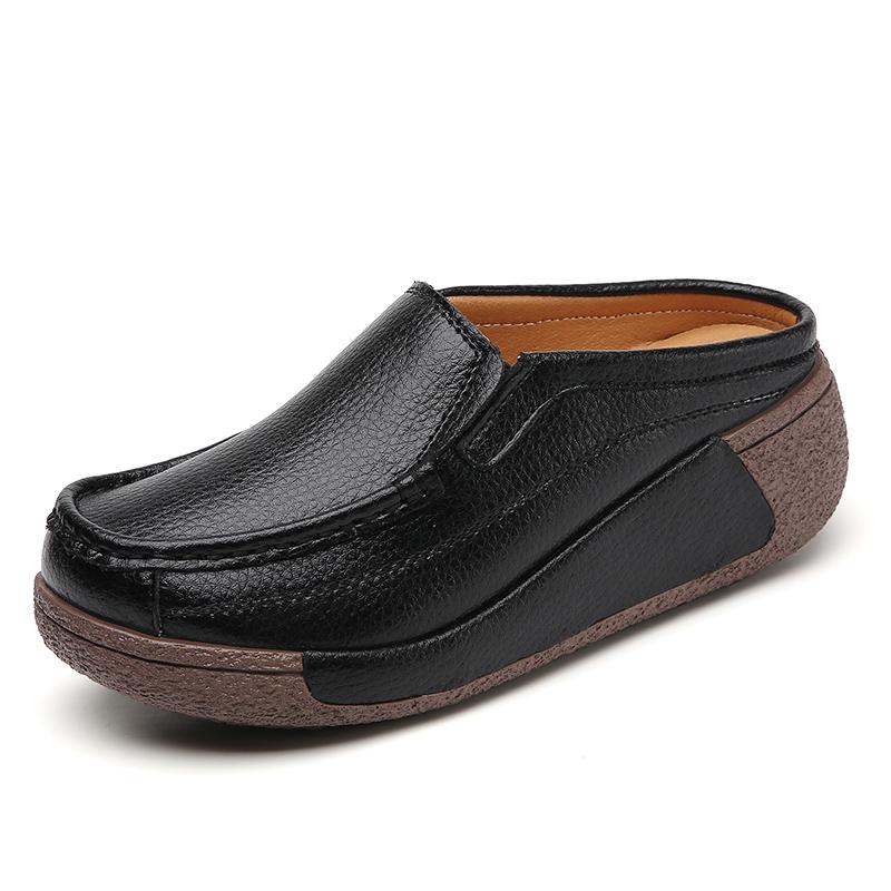 

Летняя женская повседневная обувь, кожаные женские туфли, тапочки для женщин 36 чёрный