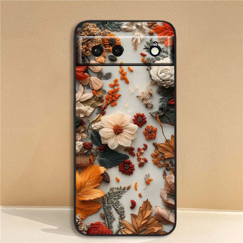 Butterfly flower pattern For Google Pixel 10 9a 9 8A 8 7 7A 6 6A Pro XL 2024 5G Black Soft TPU Silicone Phone Case