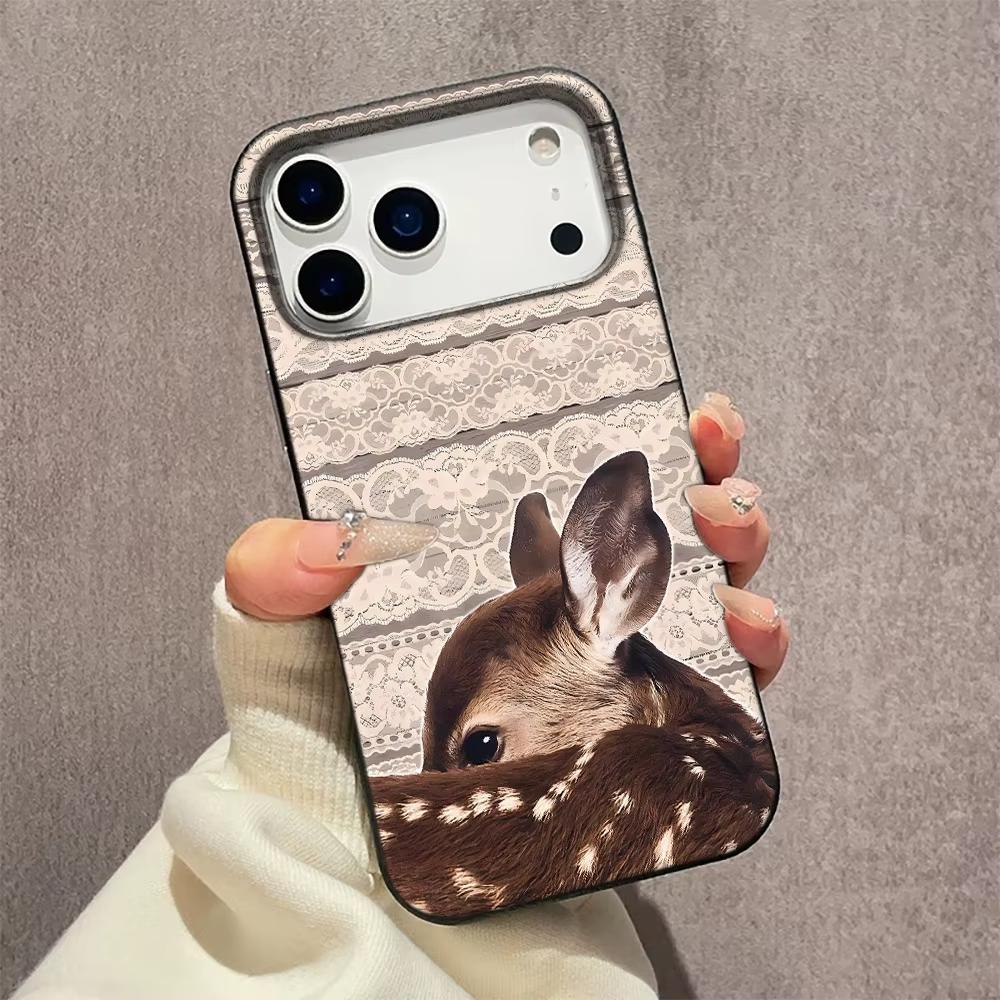 Lace Deer Pattern Silicone Phone Case For iPhone 17 Pro Max 11 12 13 14 15 16 Pro 17 Air 15 14 Plus X XS XR Soft Cover