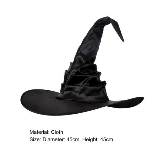Halloween Hat Super Soft Wide Brim Friendly To Skin Wear Resistant Washable Enhance Atmosphere Cloth Bat Pendant Style Witch